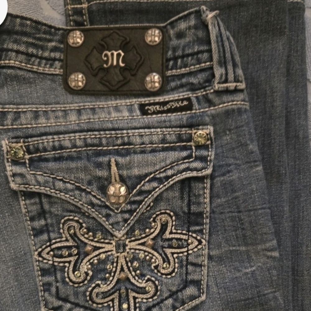 Miss Me Embroidered Dark Blue Jeans